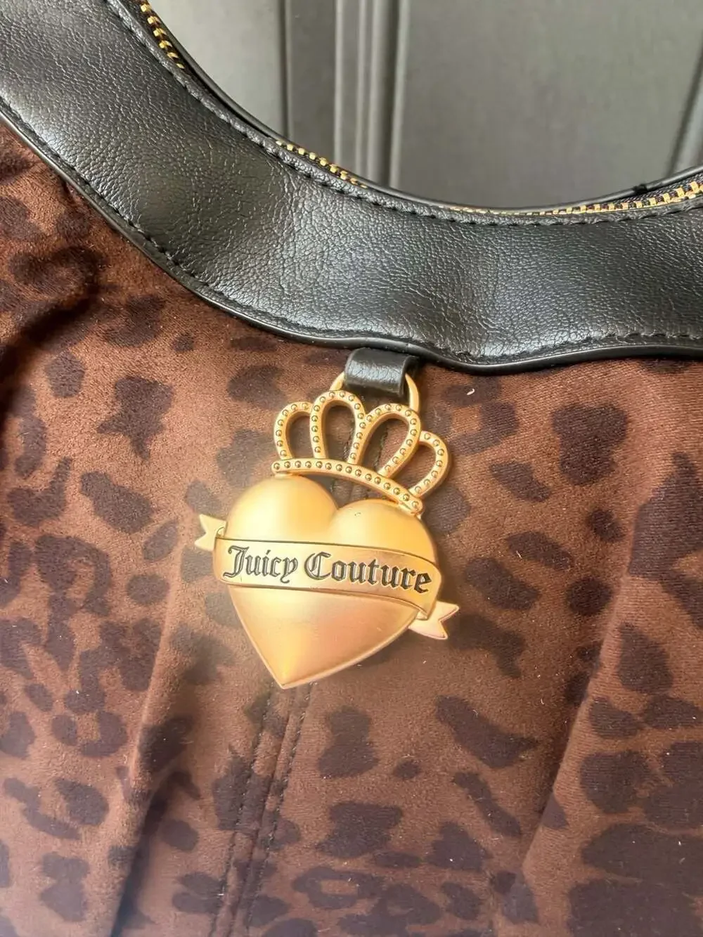Juicy Couture Retro Glam Hobo Handbag in Chocolate Leopard
